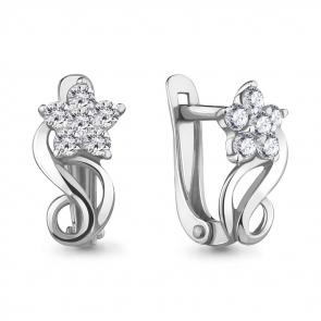 Серебряные серьги AQUAMARINE с фианитом А45372А фото