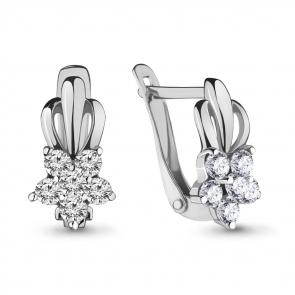 Серебряные серьги AQUAMARINE с фианитом А45373А фото