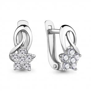 Серебряные серьги AQUAMARINE с фианитом А45376А фото