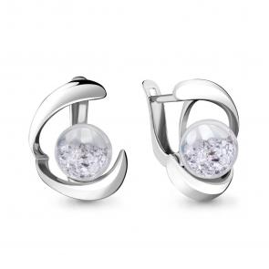 Серебряные серьги AQUAMARINE с ювелирным кристаллом А45390 фото