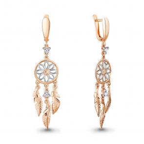 Серьги из золочёного серебра AQUAMARINE с фианитом А45425А-пк фото