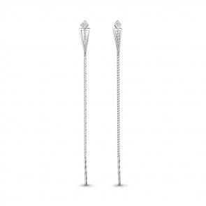 Серебряные серьги AQUAMARINE с фианитом А45487А фото