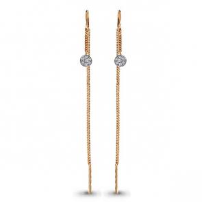 Серьги из золочёного серебра AQUAMARINE с фианитом А45491А-п фото