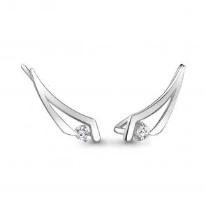 Серебряные серьги AQUAMARINE с фианитом А45506А фото