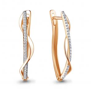 Серьги из золочёного серебра AQUAMARINE с фианитом А45570А-п фото