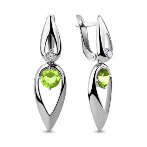 Серебряные серьги AQUAMARINE с фианитом и ювелирным кристаллом А46045101З фото