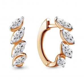 Серьги из золочёного серебра AQUAMARINE с фианитом А46182-п фото