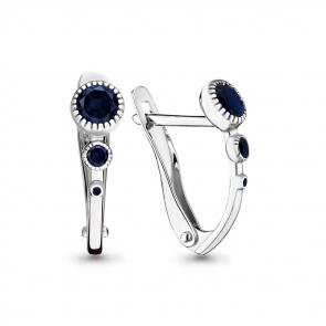 Серебряные серьги AQUAMARINE с гидротермальным сапфиром А46255Б фото