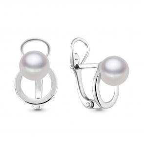 Серебряные серьги AQUAMARINE с жемчугом А46321 фото