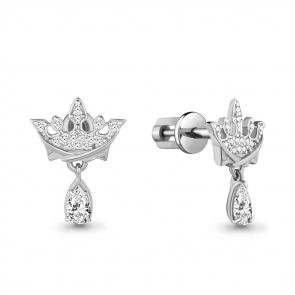 Серебряные серьги AQUAMARINE с фианитом А46455А фото