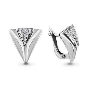 Серебряные серьги AQUAMARINE с фианитом А46501А фото