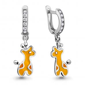 Серебряные серьги AQUAMARINE с фианитом А46541А фото