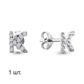Одиночная серьга-буква К из  серебра AQUAMARINE с фианитом А46557А фото