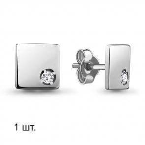Одиночная серьга из серебра AQUAMARINE с фианитом А46592А фото