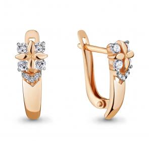 Серьги из золочёного серебра AQUAMARINE с фианитом А46634А-п фото