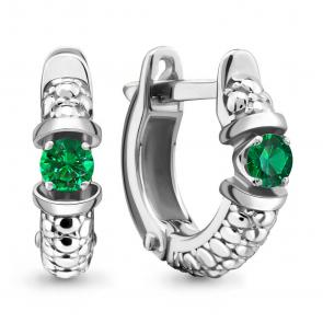 Серебряные серьги AQUAMARINE с гидротермальным изумрудом А46646П фото