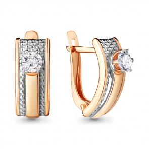 Серьги из золочёного серебра AQUAMARINE с фианитом А46648-п фото