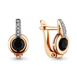 Серьги из золочёного серебра AQUAMARINE с фианитом и ювелирным кристаллом А46654АЧ-п фото