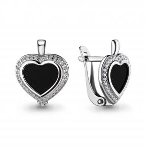 Серебряные серьги AQUAMARINE с фианитом и ювелирным кристаллом А46655АЧ фото