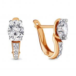 Серьги из золочёного серебра AQUAMARINE с фианитом А46730А-п фото