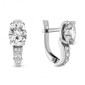 Серебряные серьги AQUAMARINE с фианитом А46730А фото