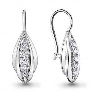 Серебряные серьги AQUAMARINE с фианитом А46807А фото