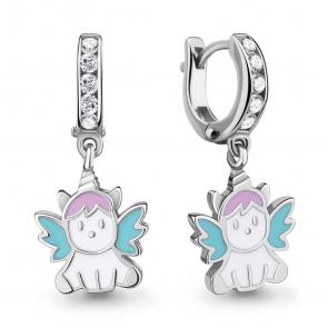 Серебряные серьги AQUAMARINE с фианитом А46831А фото