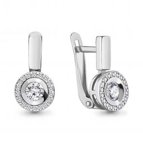 Серебряные серьги AQUAMARINE с фианитом А46922А фото
