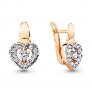 Серьги из золочёного серебра AQUAMARINE с фианитом А46969А-п фото