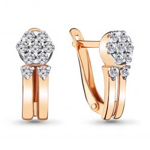 Серьги из золочёного серебра AQUAMARINE с фианитом А46971А-п фото
