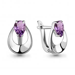Серебряные серьги AQUAMARINE с аметистом А4700404 фото