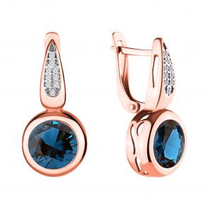 Серьги из золочёного серебра AQUAMARINE с фианитом и Лондон топазом А4702693А-п фото