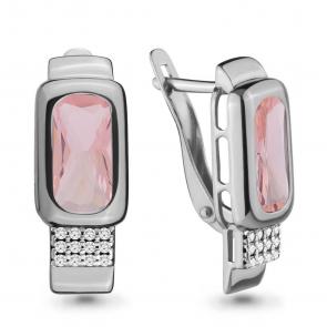 Серебряные серьги AQUAMARINE с фианитом и морганитом А4703590А фото