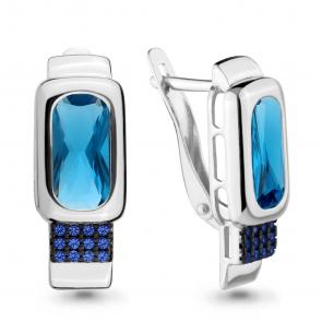 Серебряные серьги AQUAMARINE с гидротермальным сапфиром и Лондон топазом А4703593Б фото