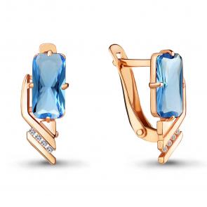Серьги из золочёного серебра AQUAMARINE с топазом и фианитом А4716092А-п фото