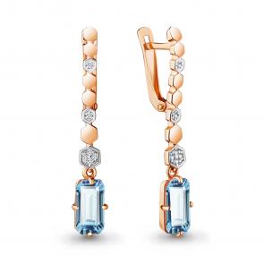 Серьги из золочёного серебра AQUAMARINE с фианитом и турмалином А4716788А-пк фото