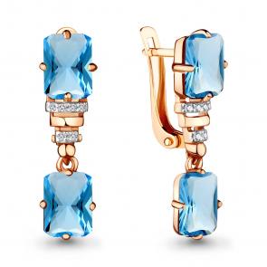 Серьги из золочёного серебра AQUAMARINE с топазом и фианитом А4716992А-п фото