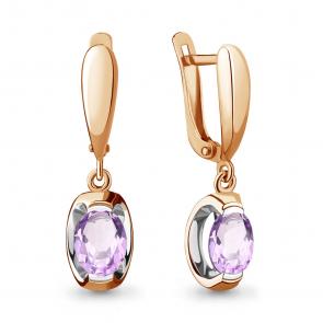 Серьги из золочёного серебра AQUAMARINE с аметистом А4717304-пк фото