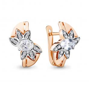 Серьги из золочёного серебра AQUAMARINE с фианитом А47187А-п фото