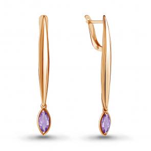 Серьги из золочёного серебра AQUAMARINE с аметистом А4721904-п фото