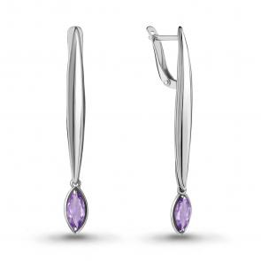 Серебряные серьги AQUAMARINE с аметистом А4721904 фото