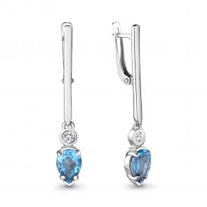 Серебряные серьги AQUAMARINE с топазом и фианитом А4725405А фото