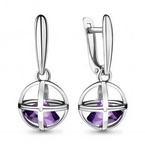 Серебряные серьги AQUAMARINE с аметистом А4727404 фото