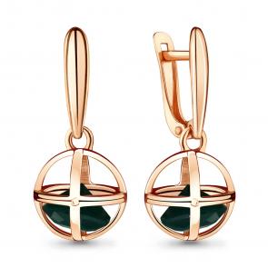 Серьги из золочёного серебра AQUAMARINE с агатом А4727409-п фото