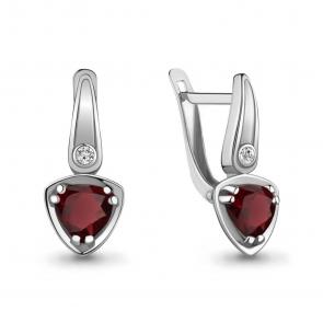 Серебряные серьги AQUAMARINE с фианитом и гранатом А4732103А фото
