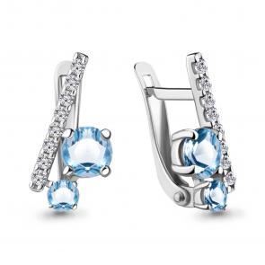 Серебряные серьги AQUAMARINE с топазом и фианитом А4732305А фото