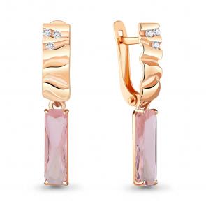 Серьги из золочёного серебра AQUAMARINE с фианитом и морганитом А4732790А-п фото