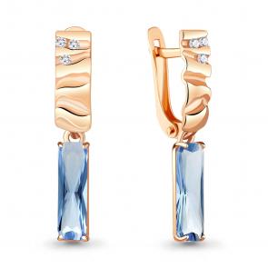 Серьги из золочёного серебра AQUAMARINE с топазом и фианитом А4732792А-п фото