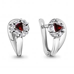 Серебряные серьги AQUAMARINE с фианитом и гранатом А4736103А фото