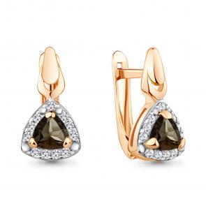 Серьги из золочёного серебра AQUAMARINE с фианитом и кварцем А4737301А-п фото